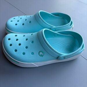 Crocs Crocband II Clogs Unisex Men 8 Women 10 Teal Ice Blue White Comfort Shoes